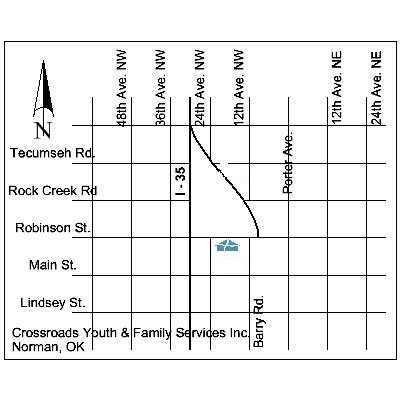 Map location  of Emergency Youth Shelter Juvenile Intervention Center in Norman, Oklahoma